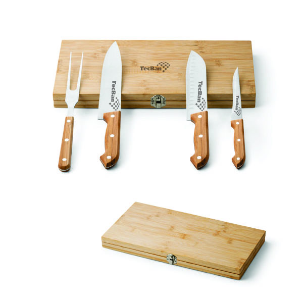 Kit Churrasco com Caixa Bambu Personalizado Kit Churrasco com Caixa Bambu Personalizado