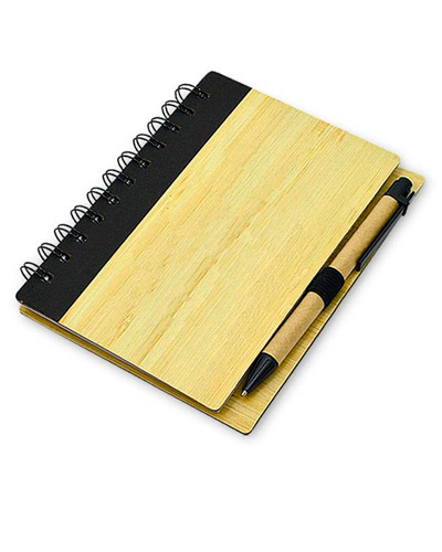 Bloco promocional com capa de bambu