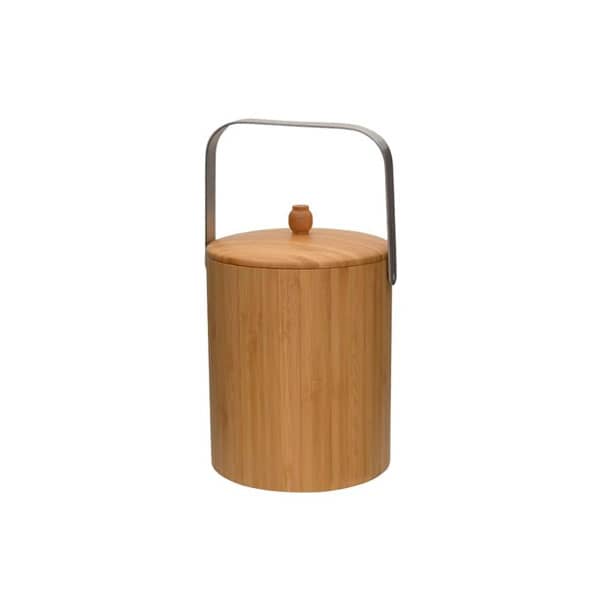 Balde para Gelo em Bambu com Alça Inox