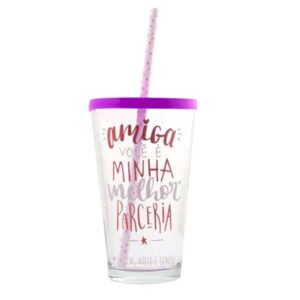 Copo Plastico com Tampa e Canudo Personalizado