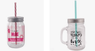 Copo com Canudo de Vidro Personalizado