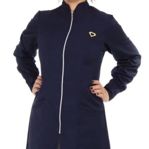 Jaleco Feminino Azul Marinho Gola Padre