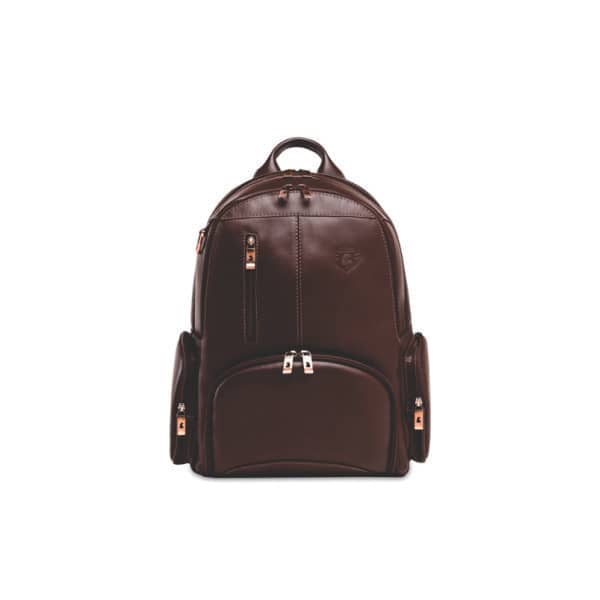 Mochila em Couro com 2 Bolsos Frontais