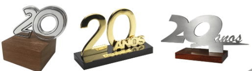 Troféu 20 anos personalizados