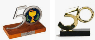 Troféu 50 anos personalizado